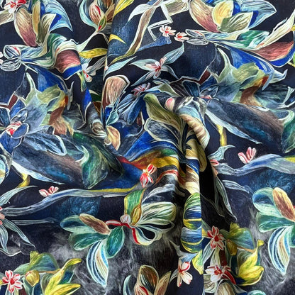 Floral Cotton Fabric: 1960s Style Upholstery, Costume, & Sewing - 59"W