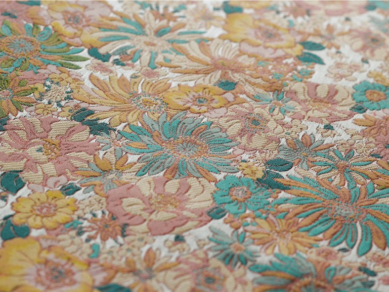 Floral Jacquard Fabric: 3D Flower Designer Fabric, 55" Wide