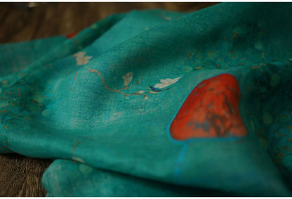 Jade Green Ramie Fabric: Floral Cheongsam Qipao Textile, 55"W