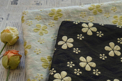 Gilded Flower Jacquard Woven Fabric: Embossed Gold Thread, 56" Wide