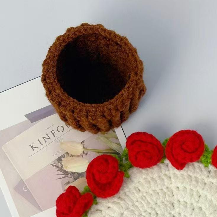 Kit de sous-verres roses au crochet à faire soi-même : Matériel pour la confection de fleurs artisanales