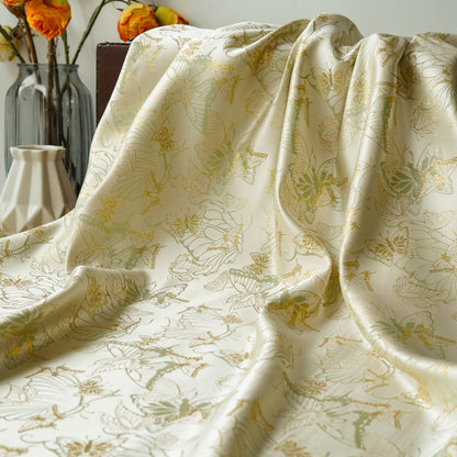 Gold Butterfly Jacquard Fabric: 59"W Costume Dress Material