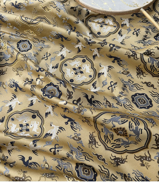 Tissu brocart de soie de 140 cm de large : Matière pour robe impériale Cheongsam