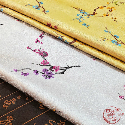 Tissu brocart à fleurs de prunier : rayonne 59''L Cheongsam Qipao