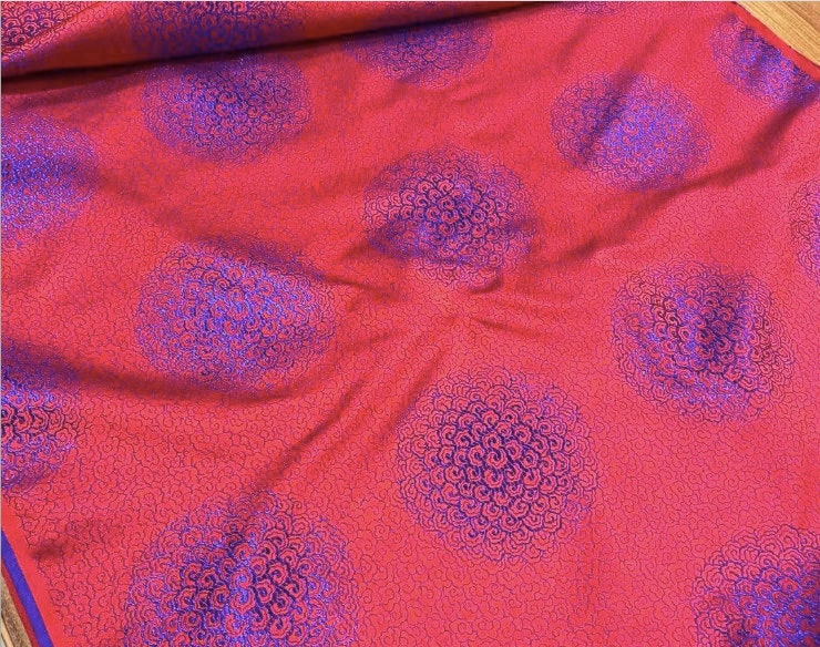 Cloud Brocade Fabric: Silk Rayon Jacquard, Costume Dress Material (59"W)