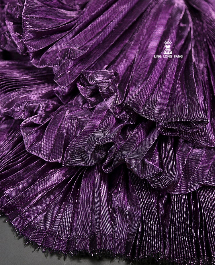 Pleated Striped Satin Fabric, Crinkled Mesh Drape, 57"W, Sewing by the Meter