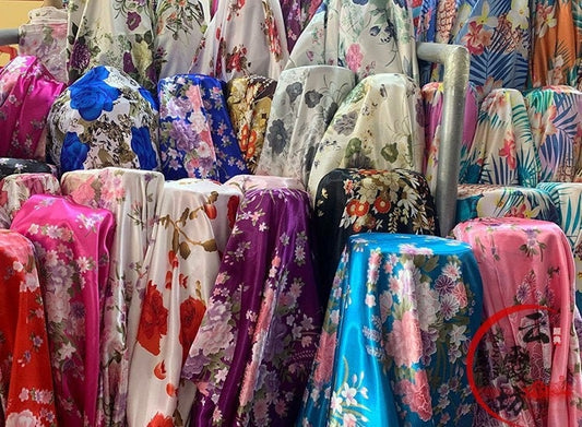 Floral Printed Bridal Satin Fabric: Soft Polyester, 59" Wide