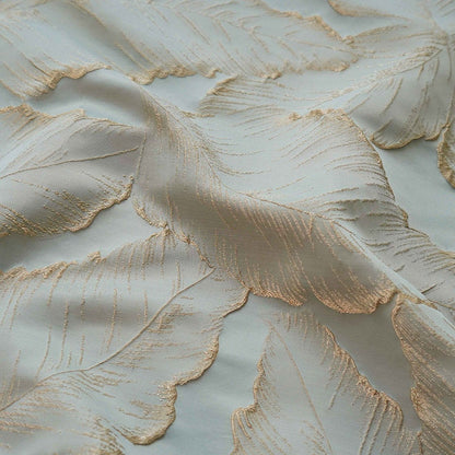 Gold Thread Leaf Jacquard Fabric: 3D Texture Upholstery, 57" Wide