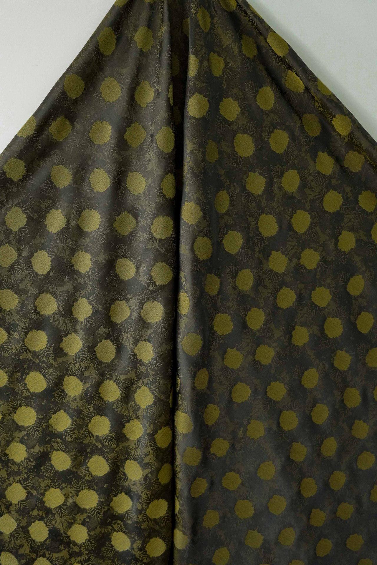 Vintage Floral Jacquard Fabric | Dark Embossed Pattern, 59"