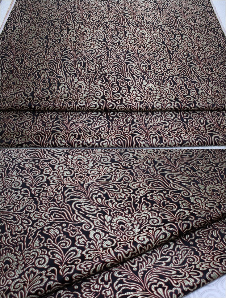 Red Phoenix Tail Brocade Fabric: Chinese Cheongsam Cushion Damask (29.5"W)