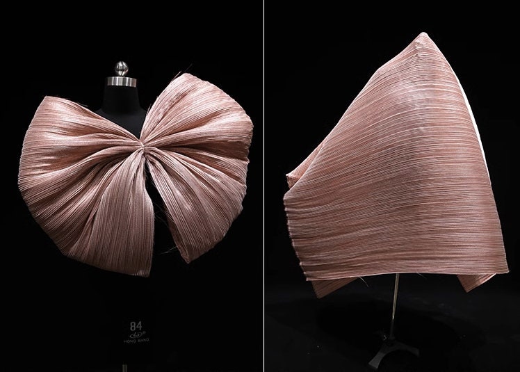 Pleated Organza Fabric: Shiny Crinkled Texture, 55" Wide