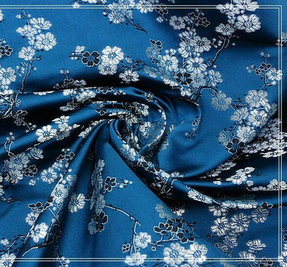 Tissu brocart de soie à fleurs de prunier : tissu pour cheongsam qipao, largeur 75 cm