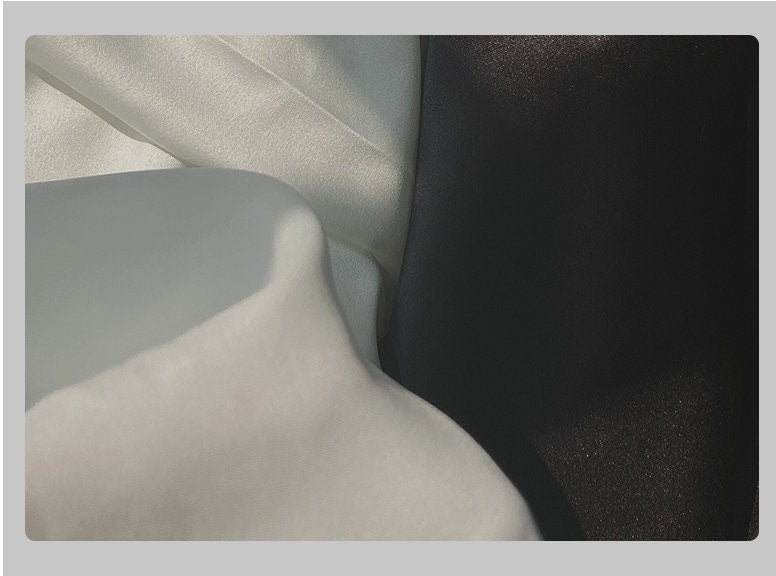 Black and White Satin Silk Fabric: 59" Wide Dress Fabric, Sold by Meter