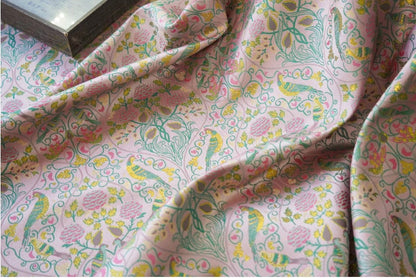 Gold Thread Jacquard Fabric: 3D Floral Bird Design, 60" Wide