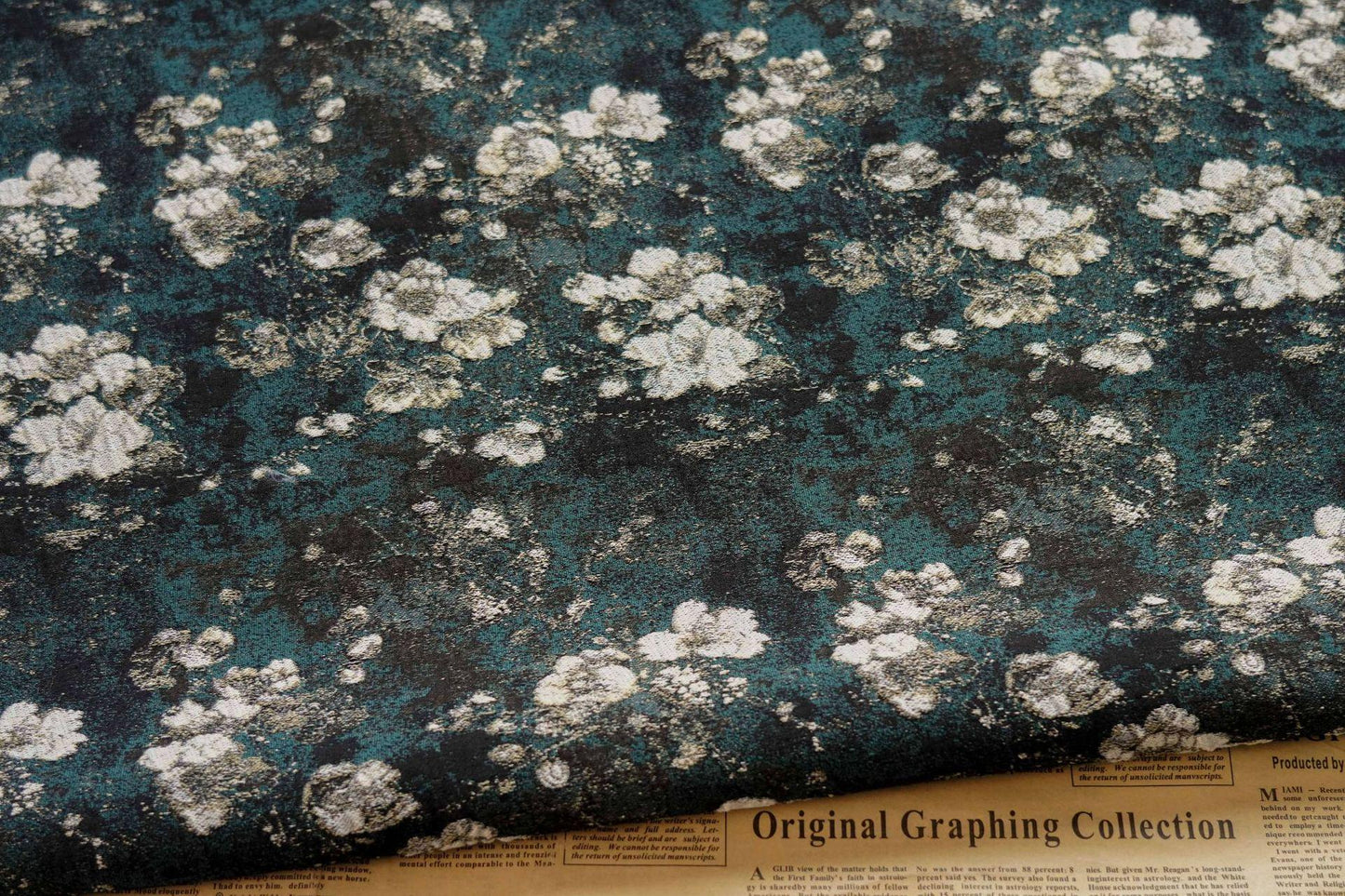 Reversible Jacquard Fabric: 3D Vintage Floral Embossed Upholstery, Costume, Sewing (55"W By 1 yard)