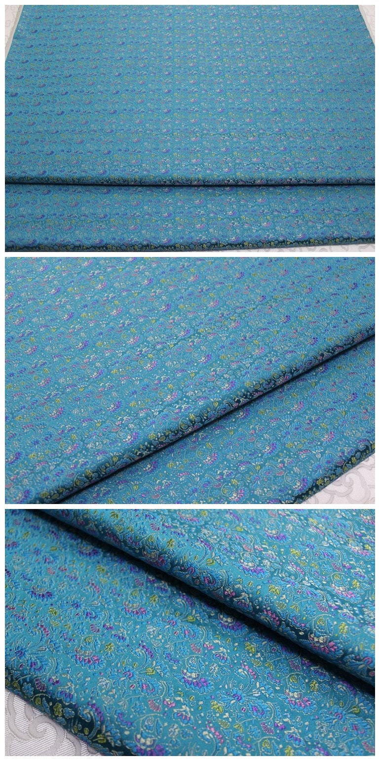 Floral Chinese Silk Brocade Fabric: Celosia Pattern, 29.5" Wide
