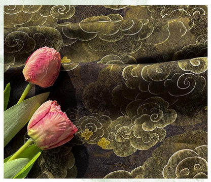 Butterfly Jacquard Silk Fabric ��� Yun Pattern Xiangyun Rayon Ble"W