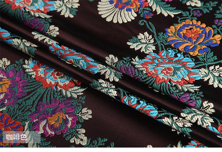 Floral Silk Brocade Fabric: 29.5" Wide, Upholstery & Sewing - By The Meter