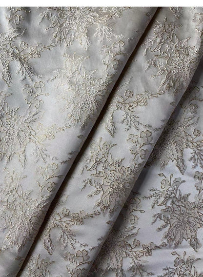 Gold Thread Damask Fabric: Retro 3D Jacquard, 57" Wide, By The Meter