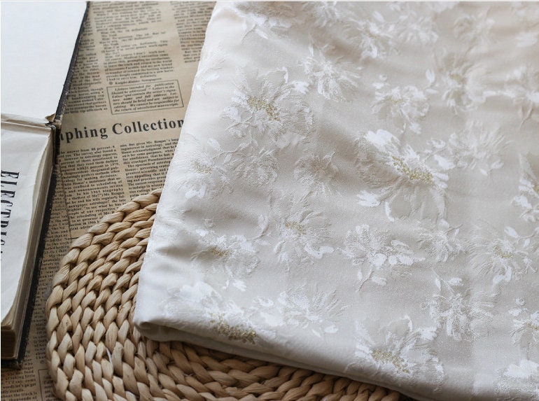 Black Flower Jacquard Fabric: 3D Upholstery, Prom Dress Sewing Material