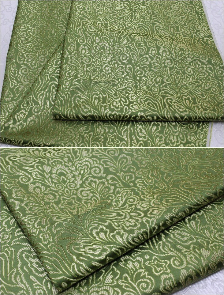 Tissu brocart Queue de Phénix : Damas rouge et noir pour coussin Cheongsam (29,5 po L)