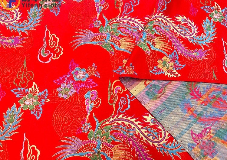 Phoenix Jacquard Satin Fabric: Birds Homage, Upholstery & Sewing (29.5"W)