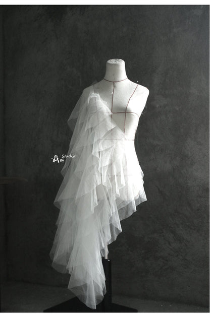 3D Flounced Lace Mesh Fabric, Wedding Gown Design, 60x85cm