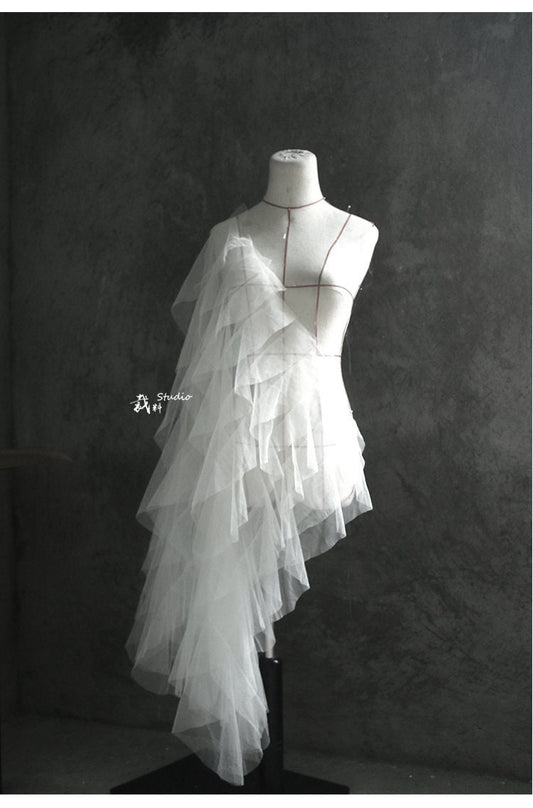 Tissu en dentelle à volants 3D, motif robe de mariée, 60 x 85 cm