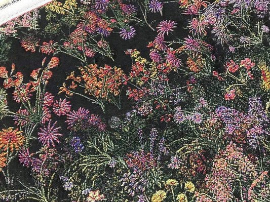 Tissu jacquard à motif floral : texture peinture à l’huile 3D, largeur 140 cm (55 po), vendu au mètre