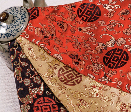 Pomegranate Brocade Fabric: 59" Wide Jacquard Silk Rayon Blend