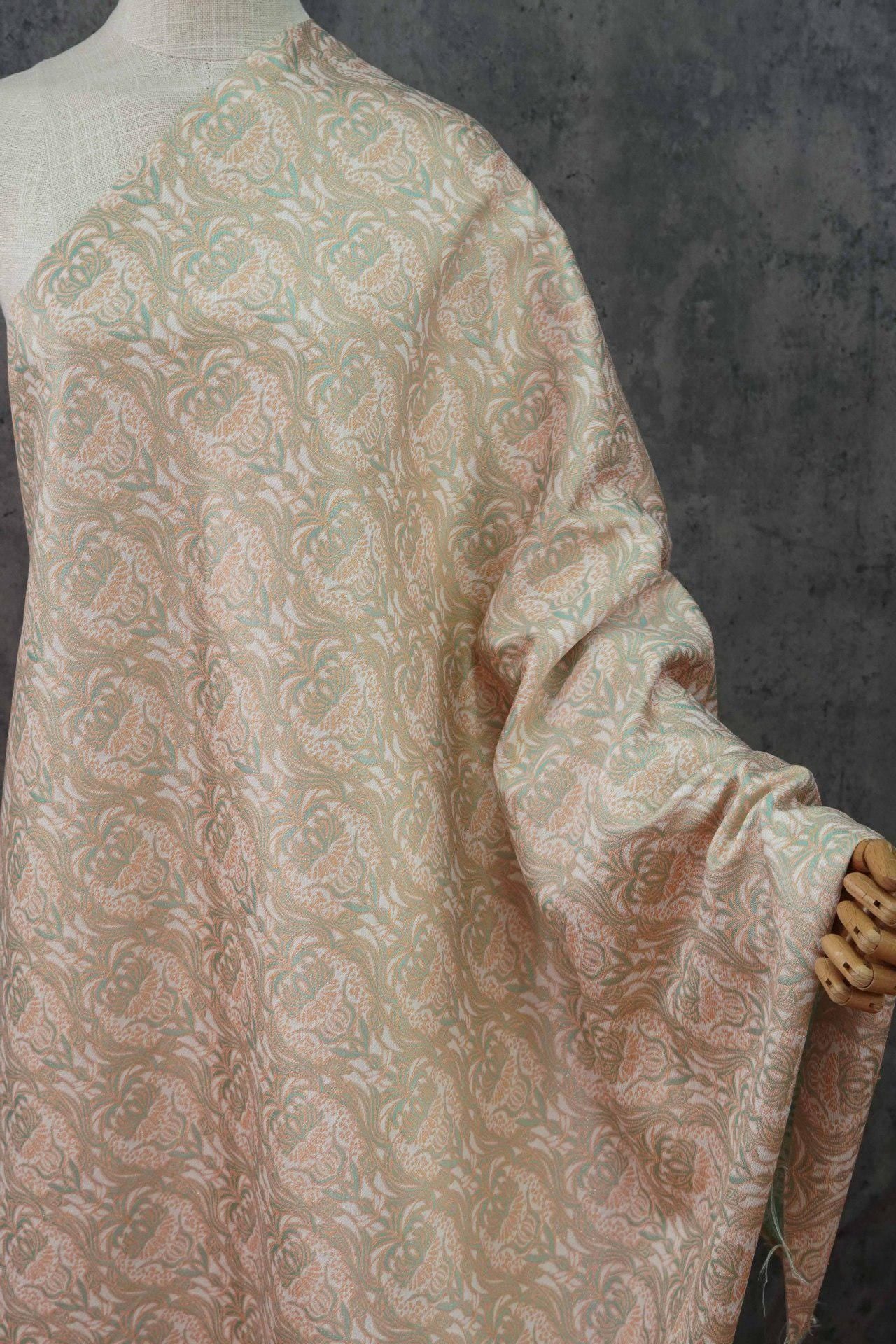 Gold Vine Jacquard Fabric: Luxury Upholstery & Drapery - 55"W