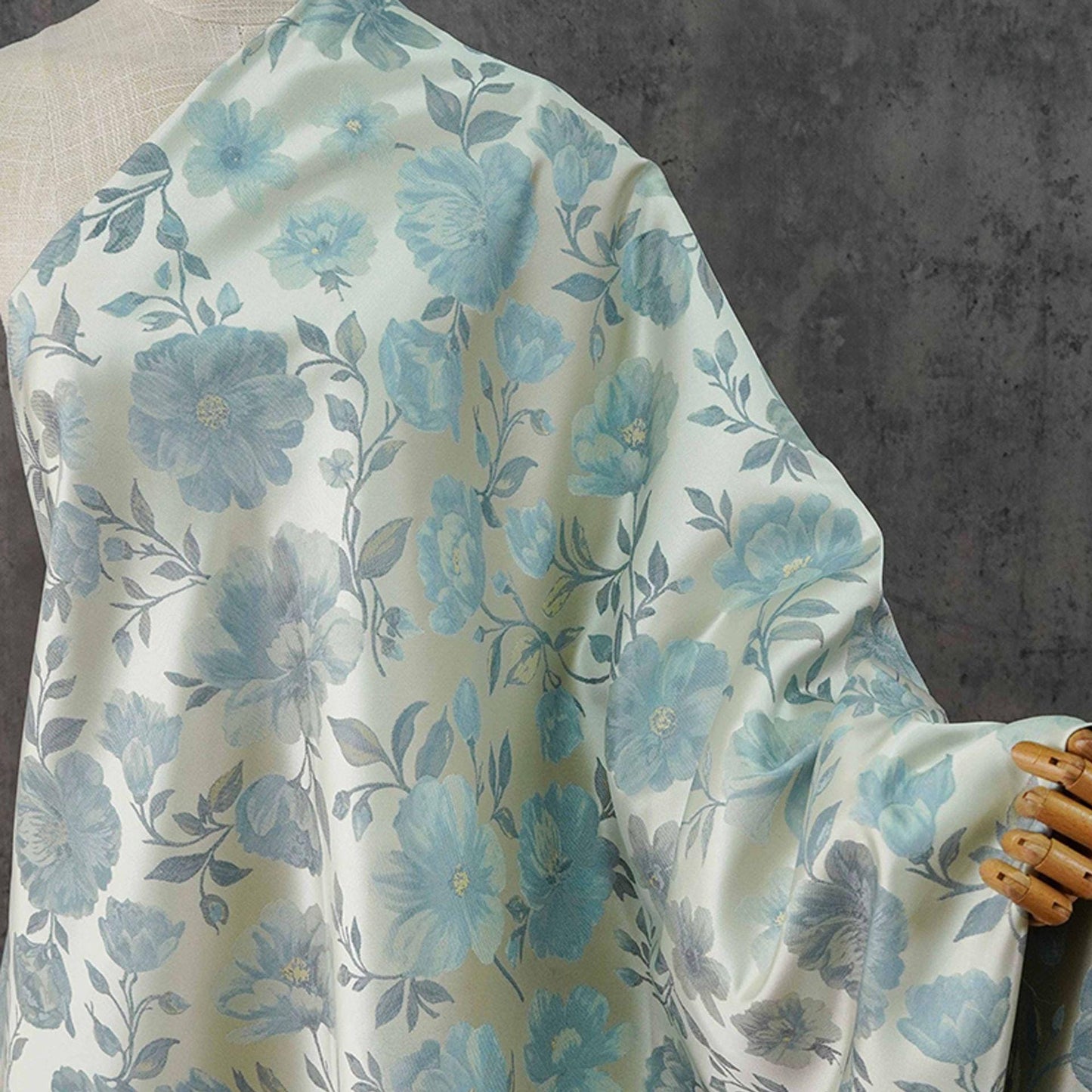 Tissu brocart jacquard à motif floral bleu élégant ��� Cheongsam, canapé, textile de décoration intérieure"W