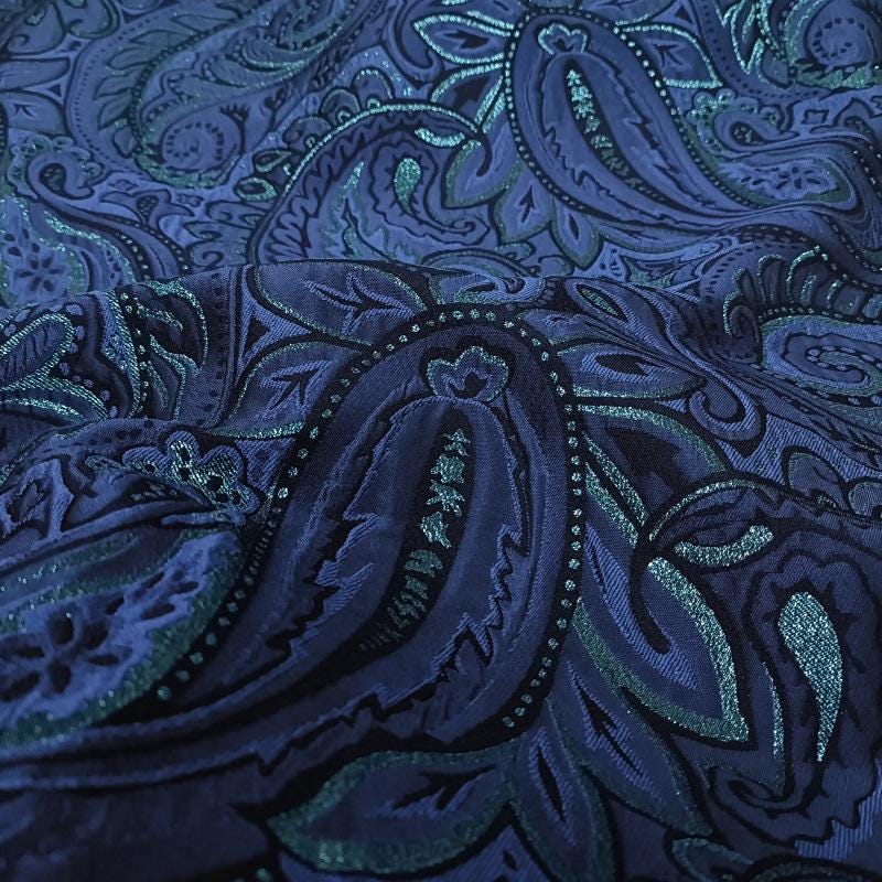 Gold Thread Paisley Jacquard Fabric - 56" Wide Designer Clothing