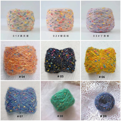 Rainbow Mohair Silk Yarn: Hand-Dyed Lace Knitting, Crochet, Weaving