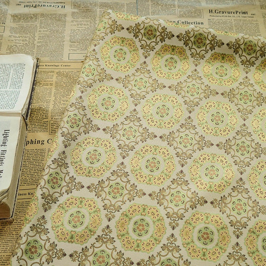 Brocade Fabric: 65"W Mongolian Floral Polyester Sewing Material