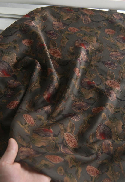 Fig Print Cotton Fabric: 55"W Upholstery Drapery Sewing
