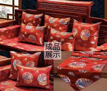 Tissu brocart chinois Lotus Rouge : mélange soie-rayonne, 150 cm de large