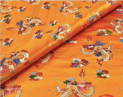 Dragon Brocade Fabric: Multicolor Silk Rayon Blend, 59" Wide