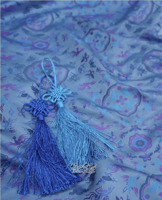 Tissu brocart Zen Flower : Brocart Chant Bleu Violet, 147 cm de large