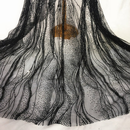 Tissu polyester effet vague brillante : voile à paillettes bronzées, 150 cm de large
