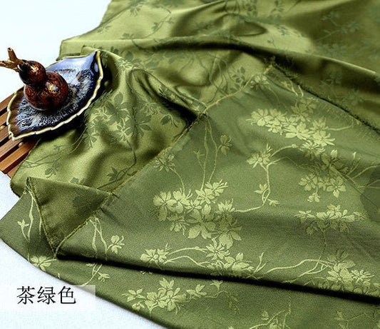 Floral Jacquard Satin Fabric: Two-Sided Antique Cosplay Material - 59" Wide