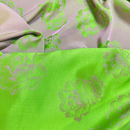 Apple Green Floral Jacquard Fabric: Cotton Lyocell Blend, 57" Wide