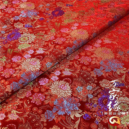 Chrysanthemum Silk Brocade Fabric: Jacquard Damask, Upholstery & Costume (29.5"W)