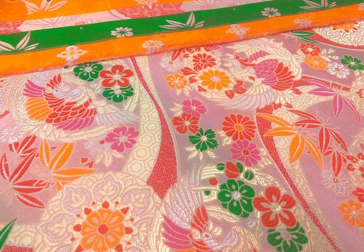 Chinese Silk Brocade Fabric: Crane Pattern, Red Jacquard (59" Wide)