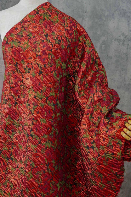 Tissu jacquard à motif floral abstrait en relief 3D avec fil doré, largeur 57 pouces