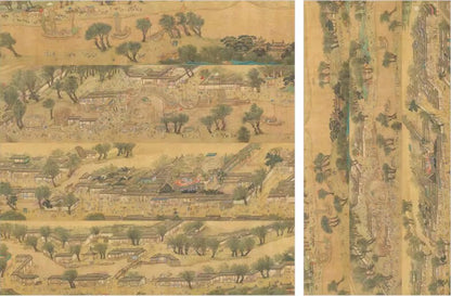 Qingming Festival Satin Fabric: Retro Painting Print, Upholstery & Sewing