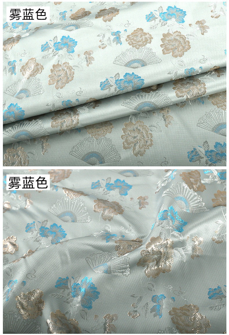 Floral Silk Brocade Fabric: 59"W Cheongsam Costume Material