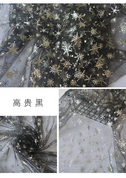 Tissu organza transparent à étoiles : Tissu pour robe La Reine des Neiges, 152 cm de large