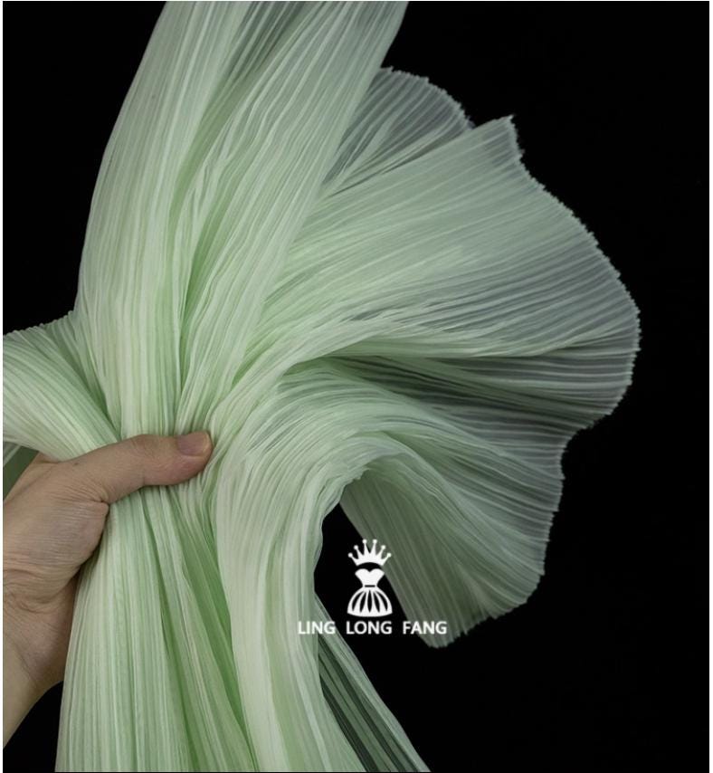 Matte Pleated Organza Fabric: 55" Wide Textured Polyester