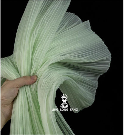 Matte Pleated Organza Fabric: 55" Wide Textured Polyester